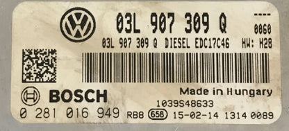 Plug & Play Engine ECU, 0281016949, 0 281 016 949, 03L907309Q, 03L 907 309 Q, EDC17C46