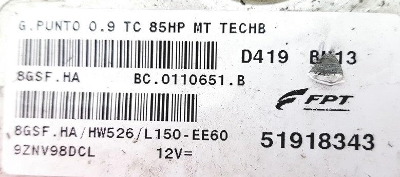 Plug & Play Magneti Marelli Engine ECU, 8GSFHA, 8GSF.HA, 51918343, BC.0110651.B, BC0110651B, HW526