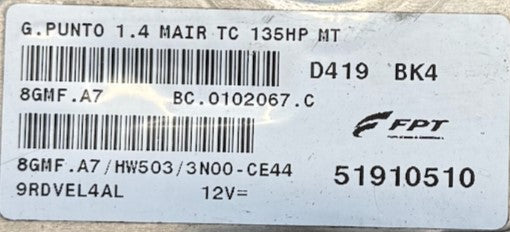 Plug & Play Magneti Marelli Engine ECU, FPT, 8GMFA7, 8GMF.A7, 51910510, BC0102067C, BC.0102067.C, HW503
