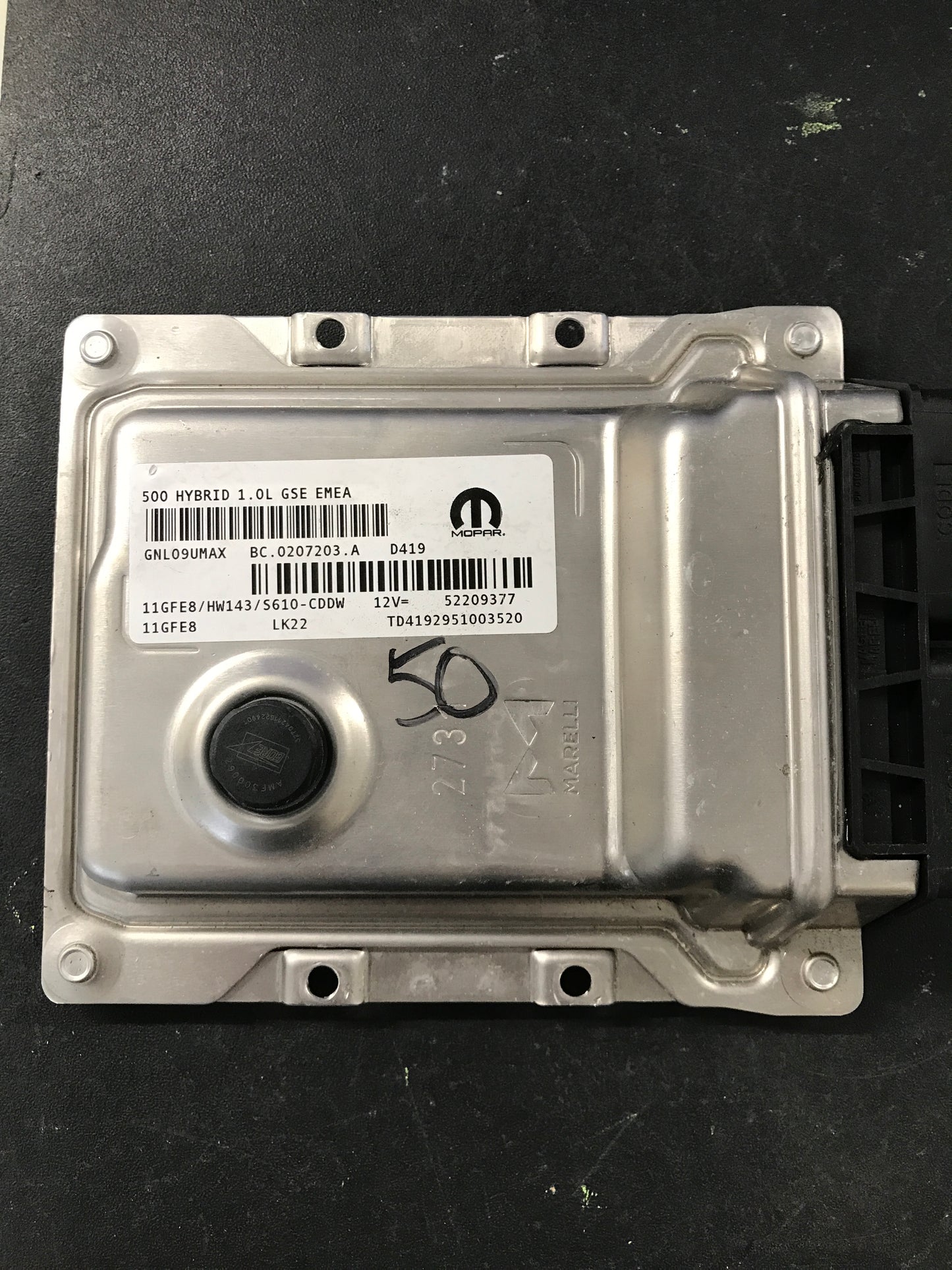 Plug & Play Magneti Marelli Engine ECU, Fiat 500 Hybrid 1.0L, 52209377, BC0207203A, BC.0207203.A, 11GFE8, GNL09UMAX, HW143