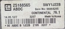 Plug & Play Siemens Engine ECU, Chevrolet, 25188565, 5WY1J22B, 96964295, 76.1, ABDC