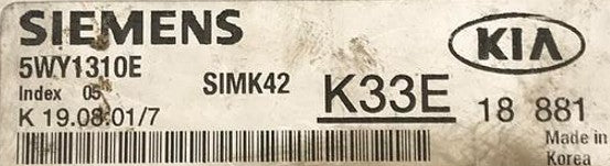 Plug & Play Siemens Engine ECU, Kia Rio 2003, 5WY1310E, K33E, SIMK42