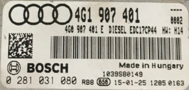 Plug & Play Bosch Engine ECU, Audi A6 - A7 3.0 TDI, 0281031080, 0 281 031 080, 4G1907401, 4G1 907 401, 4G0907401E, 4G0 907 401 E