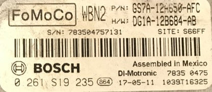 ECU de motor Bosch Plug & Play, FoMoCo, 0261S19235, 0 261 S19 235, GS7A12A650AFC, GS7A-12A650-AFC, DG1A12B684AB, DG1A-12B684-AB, WBN2