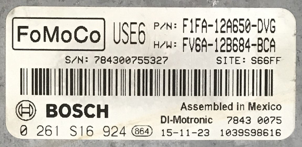 Ford, 0261S16924, 0 261 S16 924, F1FA12A650DVG, F1FA-12A650-DVG, FV6A12B684BCA, FV6A-12B684-BCA, USE6