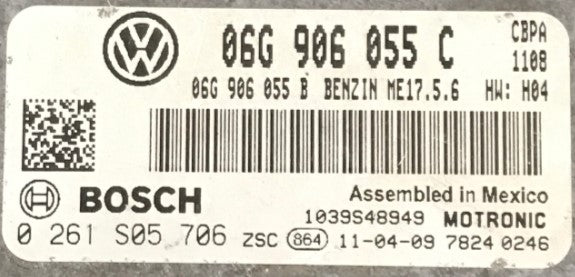 Plug & Play Bosch Engine ECU, VW, 0261S05706, 0 261 S05 706, 06G906055C, 06G 906 055 C, 06G906055B, 06G 906 055 B, ME17.5.6