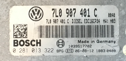 Bosch Engine ECU, VW Touareg 3.0 TDI, 0281013322, 0 281 013 322, 7L0907401C, 7L0 907 401 C