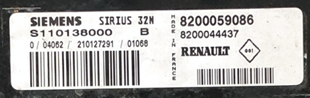 Renault Clio 1.2, S110138000 B, 8200059086, 8200044437, Sirius 32N 
