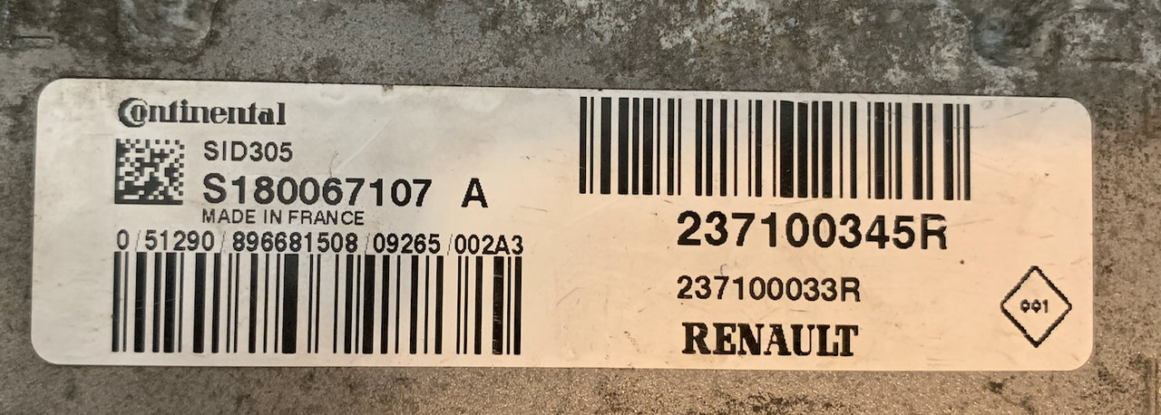 Renault Scenic, SID 305, S180067107A, S180067107 A, 237100345R, 237100033R 