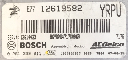 Bosch Engine ECU, ACDelco, 0261209211, 0 261 209 211, 12619582, YRPU, 1039S23337, 12614423
