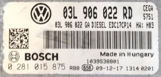 Skoda Octavia 2.0 TDI, 0281015875, 0 281 015 875, 03L906022RD, 03L 906 022 RD, 03L906022GA, 03L 906 022 GA