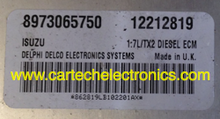 Reset Delphi Engine ECU, Vauxhall/Opel Diesel, ECM 1.7L/TX2 1.7 DTI, 12212819, 8973065750