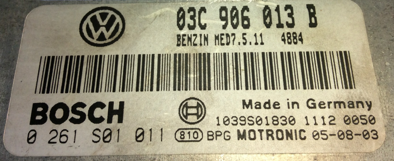 POLO 1.4FSi 2005, 0261S01011, 0 261 S01 011, 03C906013B, 03C 906 013 B, MED7.5.11