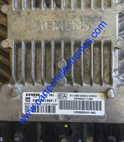 Peugeot 407 2.0 HDI, Engine ECU SIEMENS, SID 803, 5WS40196F-T, HW9655041480, SW9656171280