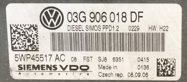 5WP45517AC, 5WP45517 AC, 03G906018DF, 03G 906 018 DF, PPD1.2