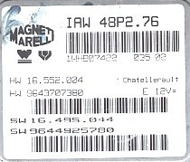 Magneti Marelli, IAW 48P2.76, HW 16.552.004, HW 9643707380, SW 16.495.044, SW 9644925780