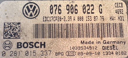 VW Crafter 2.5TDI, 0281015337, 0 281 015 337, 076906022G, 076 906 022 G ,EDC17CP20