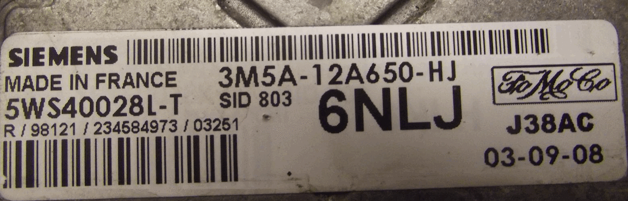 SID 803, 3M5A-12A650-HJ, 5WS40028L-T, 6NLJ