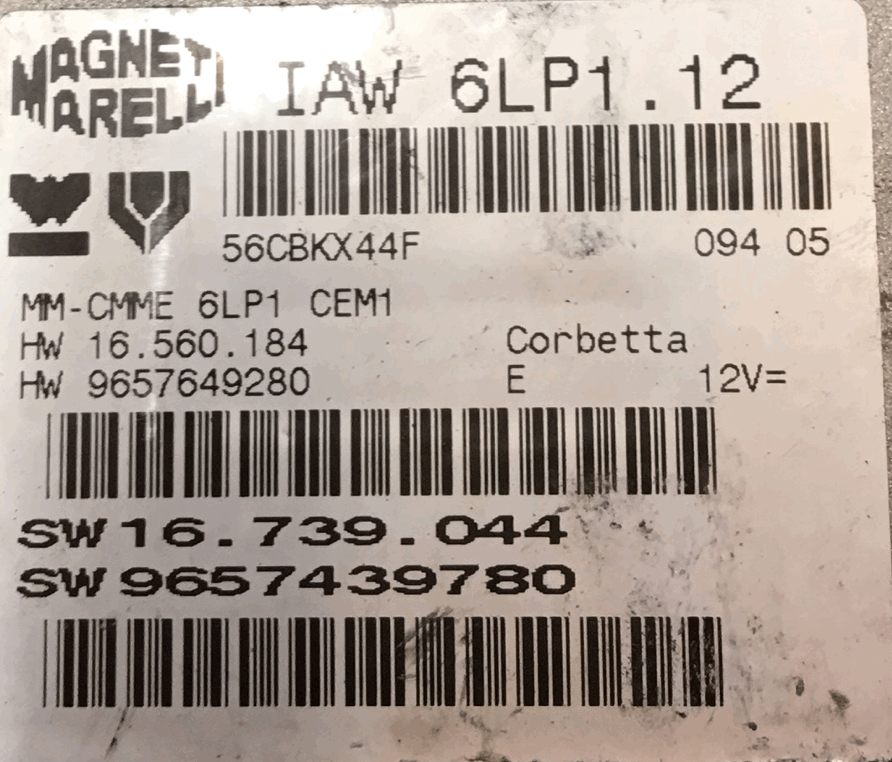 Plug & Play Engine ECU, IAW 6LP1.12, HW 16.560.184, HW 9657649280, SW 16.739.044, SW 9657439780