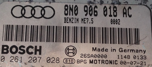 0261207028, 0 261 207 028, 8N0906018AC, 8N0 906 018 AC, ME 7.5