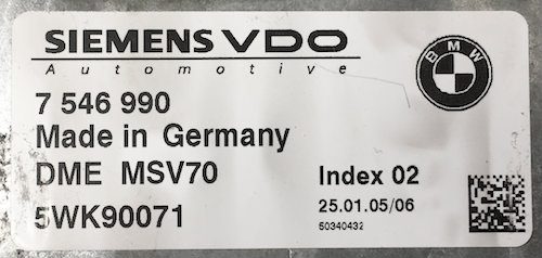 BMW, DME MSV70, 7546990, 7 546 990, 5WK90071, Index 02