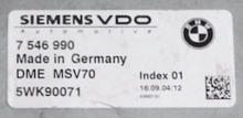 BMW, DME MSV70, 7546990, 7 546 990, 5WK90071, Index 01