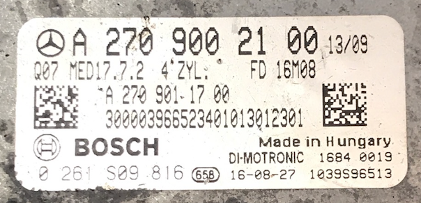 Mercedes-Benz, 0261S09816, 0 261 S09 816, A2709002100, A 270 900 21 00, A2709011700, A 270 901 17 00, MED17.7.2