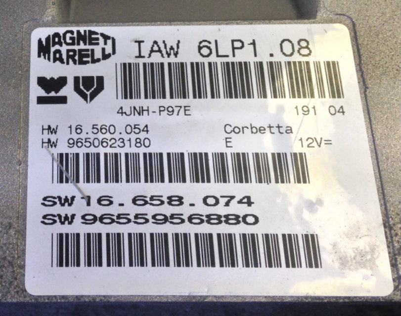 IAW 6LP1.08, HW 16.560.054, HW 9650623180, SW 16.658.074, SW 9655956880