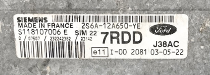 Ford, 2S6A-12A650-YE , 7RDD, S118107006E, SIM 22