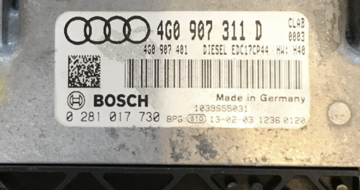 Audi A6, A7 3.0 TDI, 0281017730, 0 281 017 730, 4G0907311D, 4G0 907 311 D, EDC17CP44