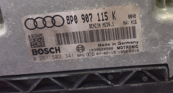 Audi TT 2.0 TFSI, Gold 2.0 TFSI, 0261S02341, 0 261 S02 341, 8P0907115K , 8P0 907 115 K , MED9.1