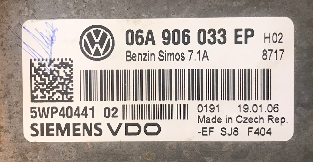 VW, Simos 7.1A, 06A906033EP, 06A 906 033 EP, 5WP40441 02
