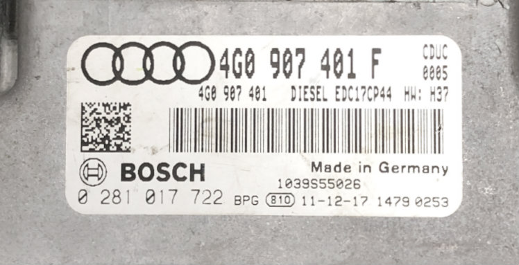 Audi A6, A7 3.0 TDI, 0281017722, 0 281 017 722, 4G0907401F, 4G0 907 401 F, EDC17CP44