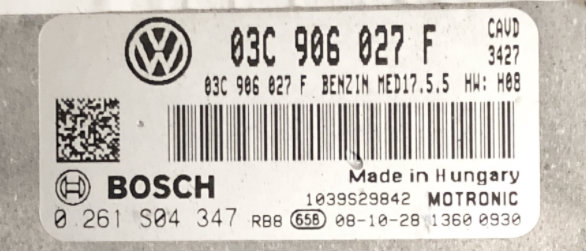 VW Eos, Golf Plus, Golf V, Golf VI, Jetta, Scirocco 1.4 TSI, 0261S04347, 0 261 S04 347, 03C906027F, 03C 906 027 F, MED17.5.5, 1039S29842