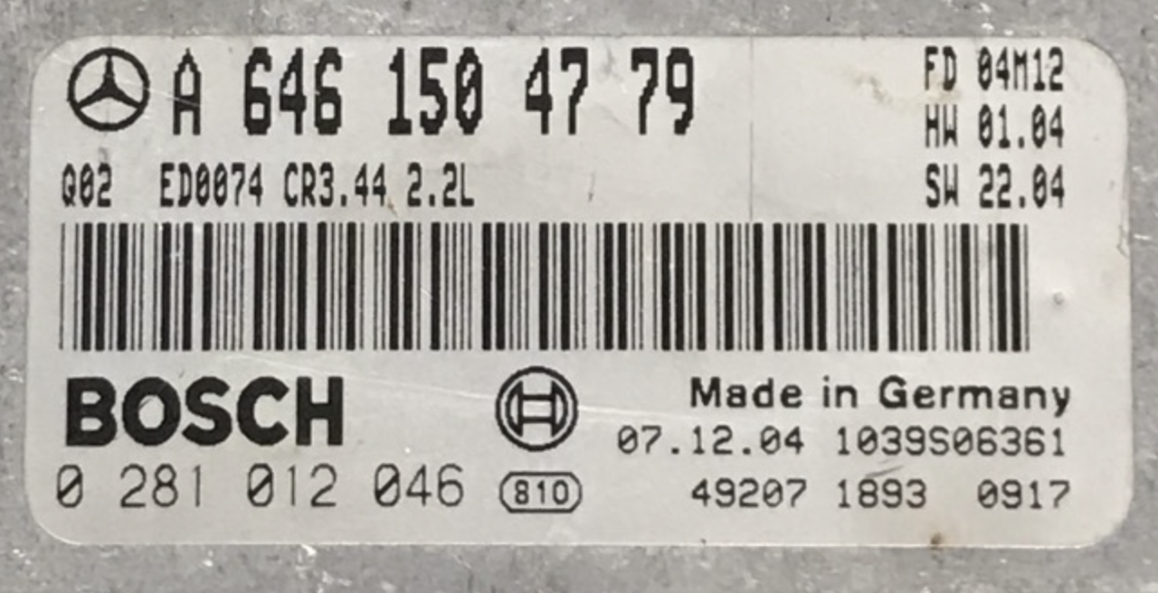 Mercedes-Benz, 0281012046, 0 281 012 046, A6461504779, A 646 150 47 79