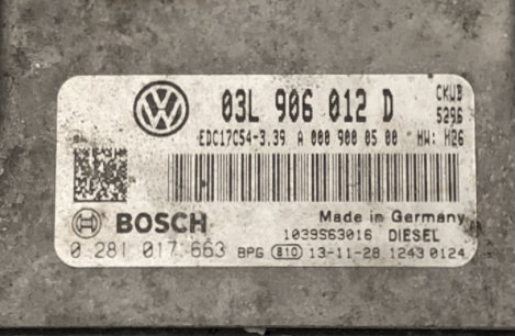 VW Crafter 30/35/50 2.0 TDI, 0281017663, 0 281 017 663, 03L906012D, 03L 906 012 D, A0009000500, A 000 900 05 00, EDC17C54