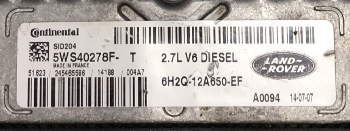 Land Rover 2.7D V6, 5WS40278FT, 5WS40278F-T, 6H2Q12A650EF, 6H2Q-12A650-EF, NNN500750, SID204
