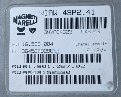 IAW 48P2.41 HW 16.599.004 HW 9645278280 SW 61.601.027.02 SW 9649152580 