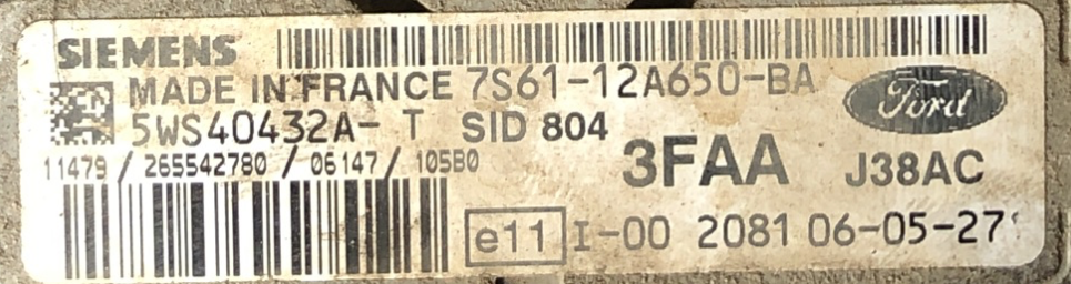 5WS40432A-T, 7S61-12A650-BA, 3FAA, SID 804