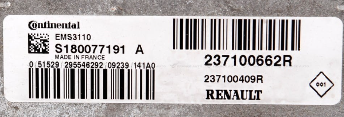 Plug & Play Continental Engine ECU, Renault, S180077191A, S180077191 A, 237100662R, 237100409R, EMS3110
