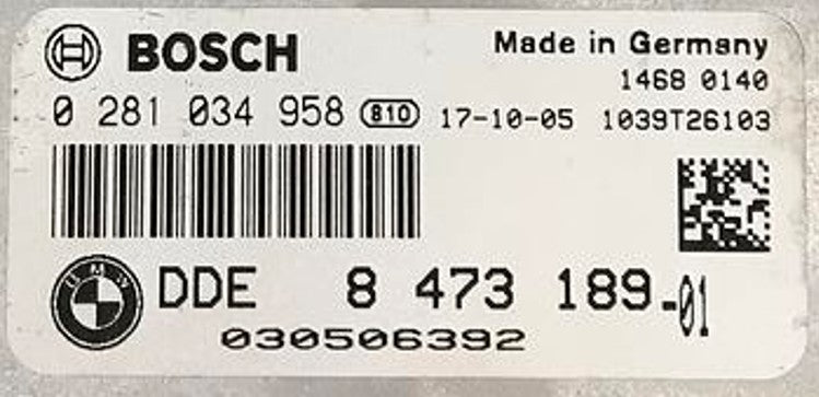 Plug & Play Bosch Engine ECU, BMW, 0281034958, 0 281 034 958, 8 473 189, 8473189