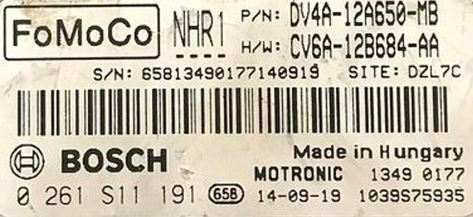 Plug & Play Bosch Engine ECU, Ford, 0261S11191, 0 261 S11 191, DV4A12A650MB, DV4A-12A650-MB, CV6A-12B684-AA, CV6A12684AA, NHR1