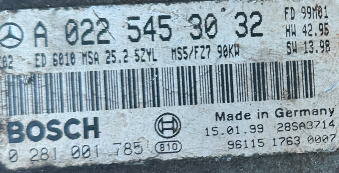 Plug & Play Bosch Engine ECU, Mercedes-Benz, 0281001785, 0 281 001 785, A0225453032, A 022 545 30 32