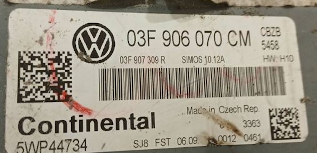 Plug & Play Continental Engine ECU, 03F907070CM, 03F 907 070 CM, 5WP44734, SIMOS 10.12A
