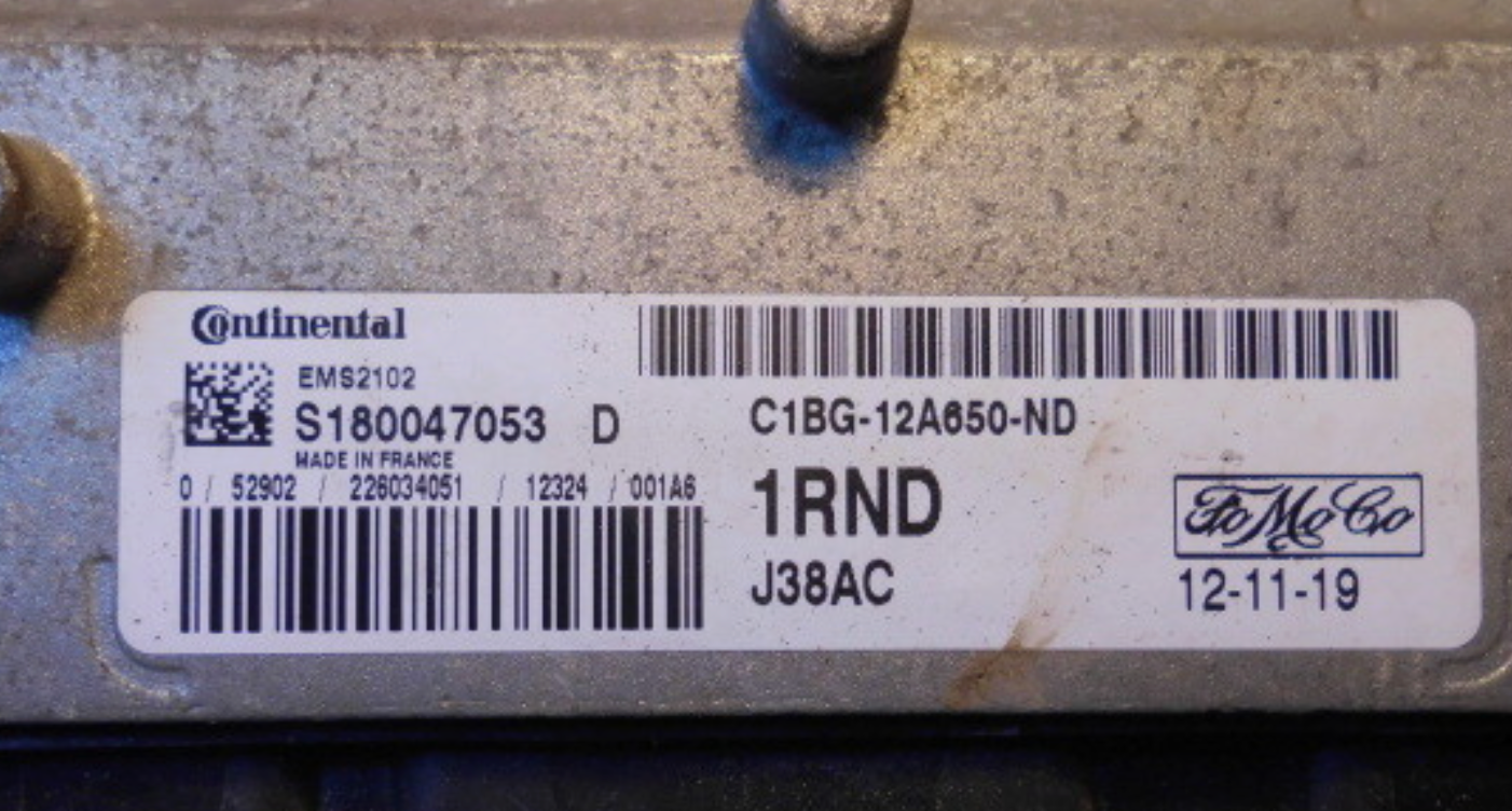 Plug & Play Continental Engine ECU, Ford, EMS2102, J38AC, S180047053F, S180047053 F, C1BG12A650NF, C1BG-12A650-NF, 1RNF
