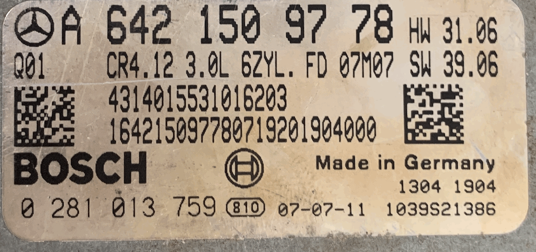 Mercedes-Benz, 0281013759, 0 281 013 759, A6421509778, A 642 150 97 78