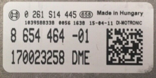 BMW, 0261S14445, 0 261 S14 445, DME8654464, DME 8 654 464, 1039S88338