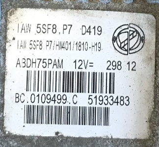 Magneti Marelli Engine ECU, Fiat Panda, IAW 5SF8.P7, HW401, BC.0109499.C, 51933483
