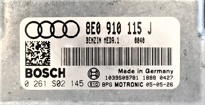 Audi A4 2.0 TFSI, 0261S02145, 0 261 S02 145, 8E0910115J, 8E0 910 115 J, 1039S09781, MED9.1
