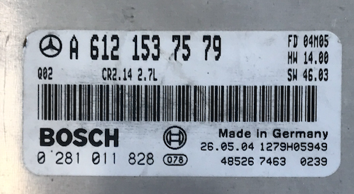 Bosch Mercedes-Benz Engine ECU, 0281011828, 0 281 011 828, A6121537579, A 612 153 75 79